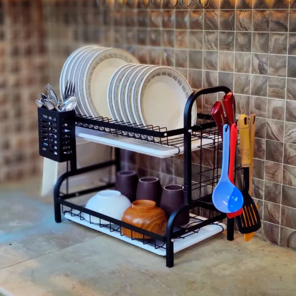 Multi Tiered Dish Rack Organizer Stainless Steel Kitchen Storage