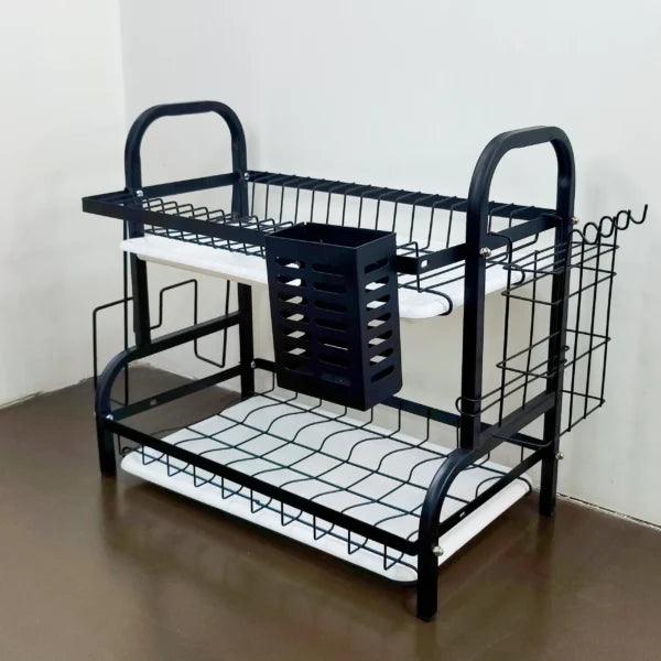 Multi Tiered Dish Rack Organizer Stainless Steel Kitchen Storage