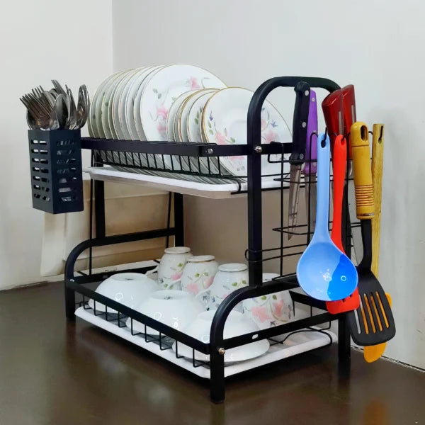 Multi Tiered Dish Rack Organizer Stainless Steel Kitchen Storage