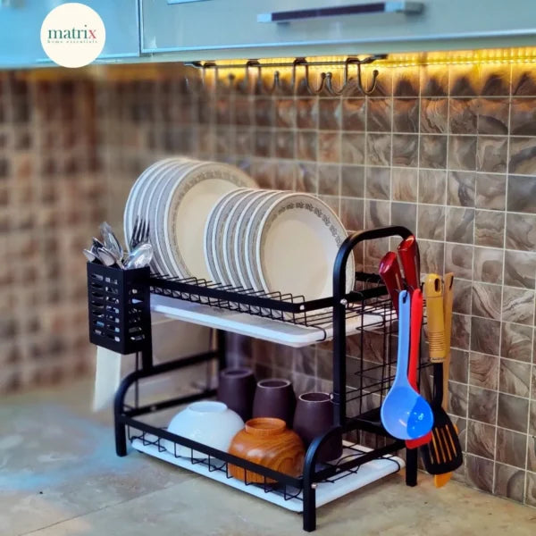 Multi Tiered Dish Rack Organizer Stainless Steel Kitchen Storage
