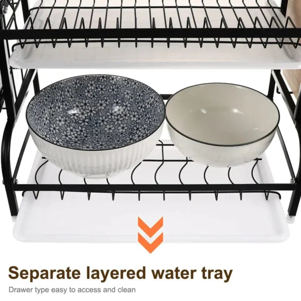 Multi Tiered Dish Rack Organizer Stainless Steel Kitchen Storage