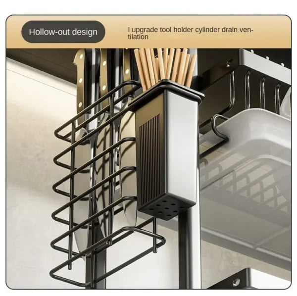 Multi Tiered Dish Rack Organizer Stainless Steel Kitchen Storage