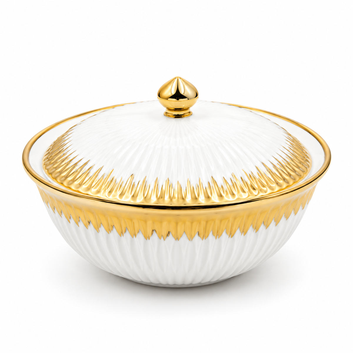 Round Ceramic Candy Bowl with Lid