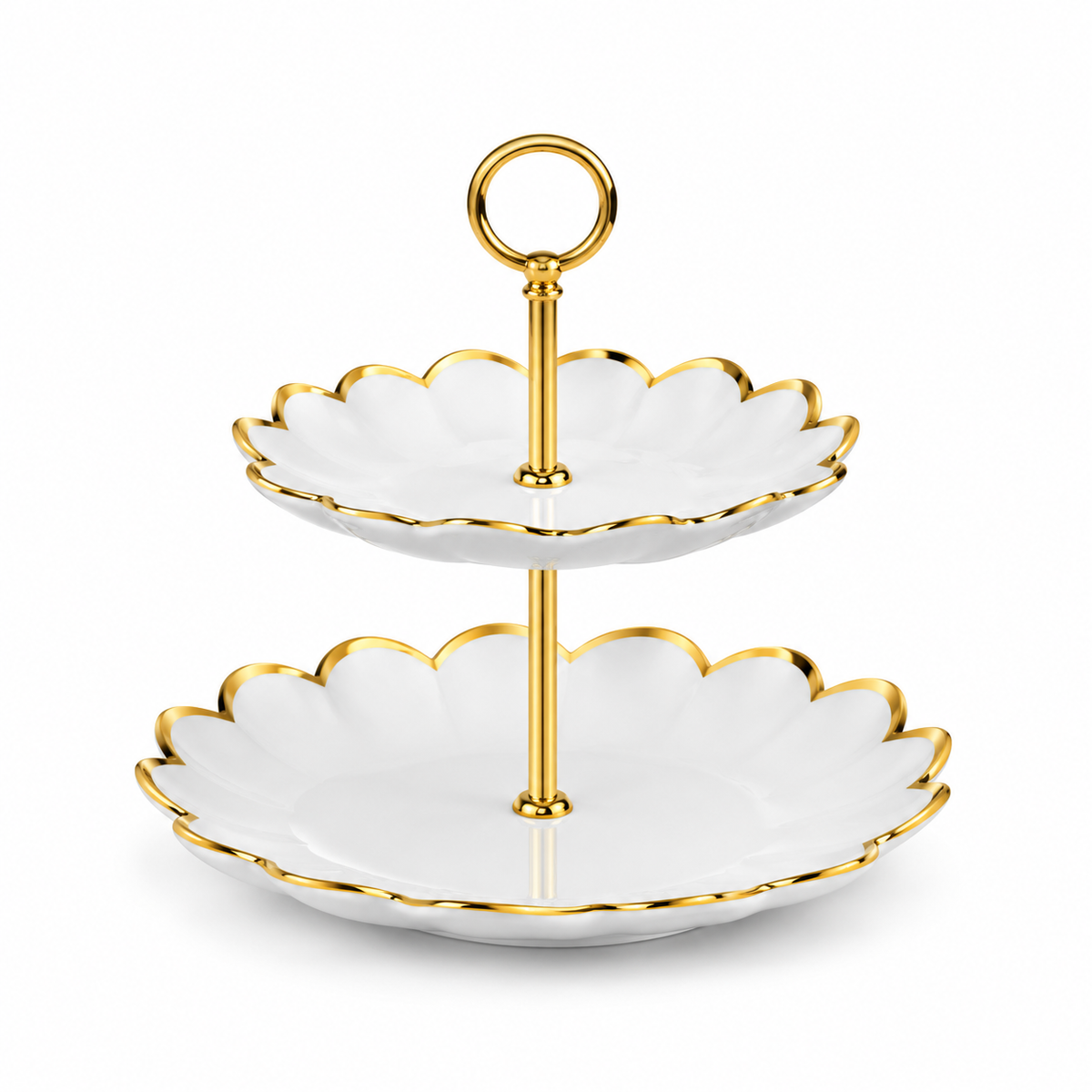 Round Floral 2-Tier Cake & Pastry Stand