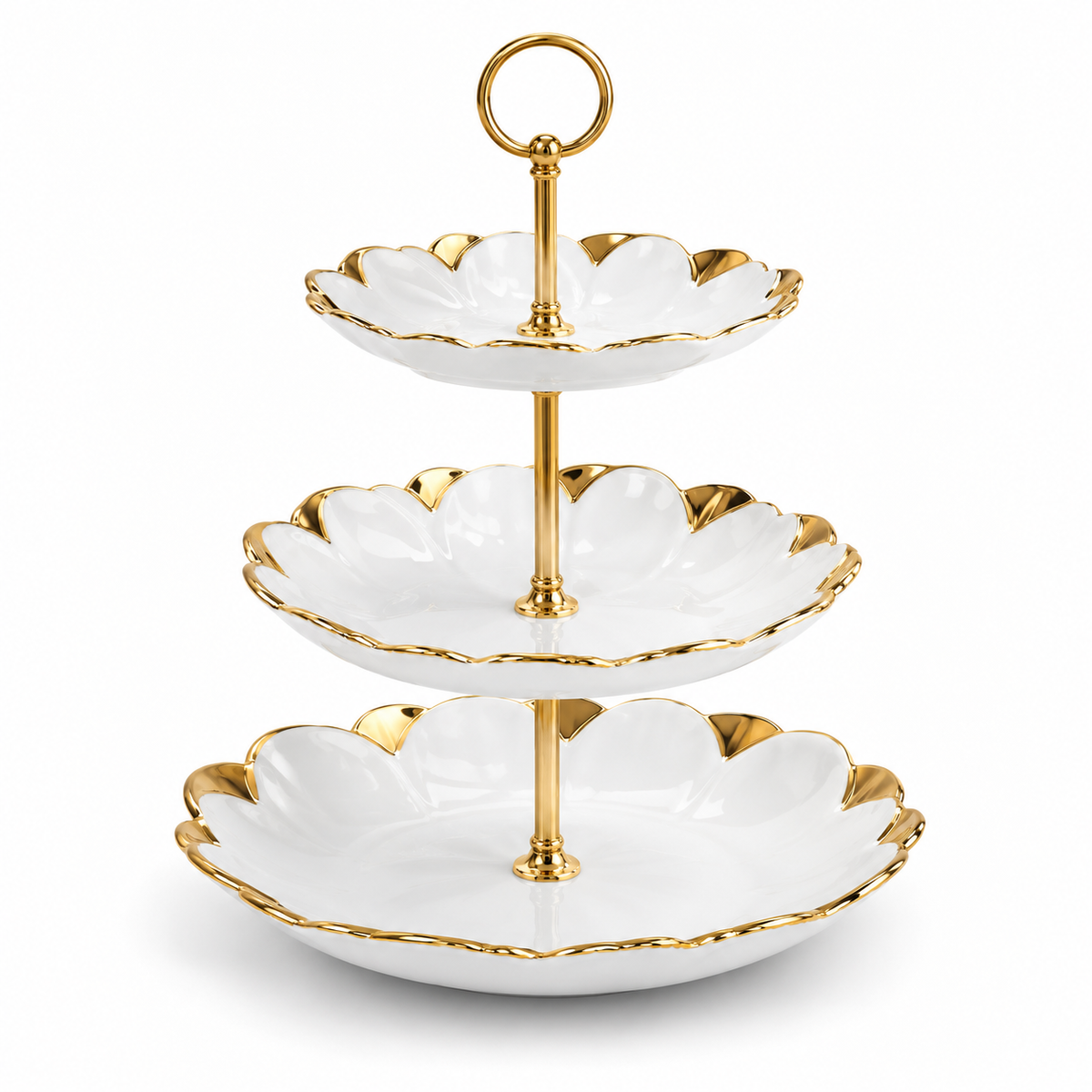 Round Floral Cake Pastry Stand 3 Tier Elegant Serving Tray