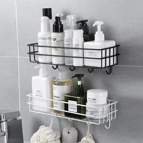 Self-adhesive Iron Wall Shelf With Hook