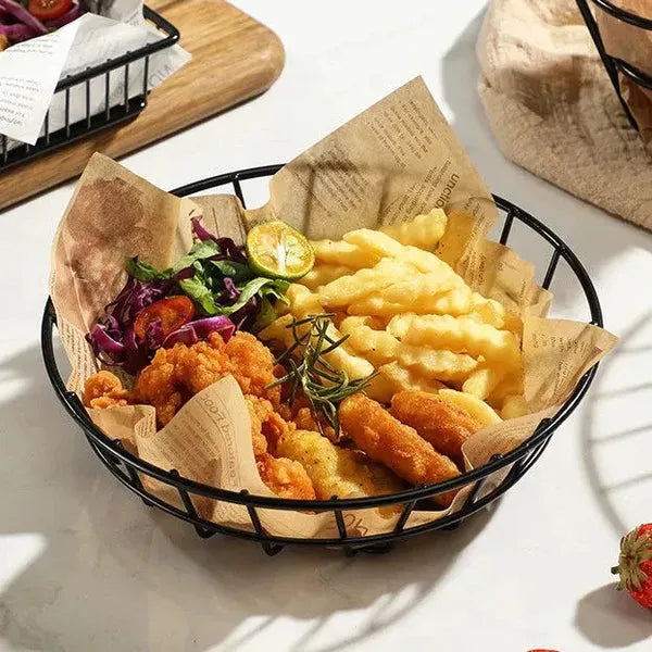 Snack Buckets Serving Platter Iron Basket Fry Serving Stand