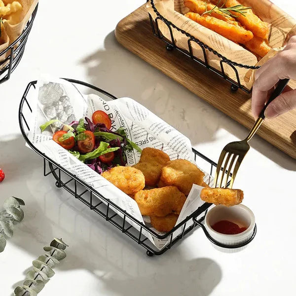 Snack Buckets Serving Platter Iron Basket Fry Serving Stand
