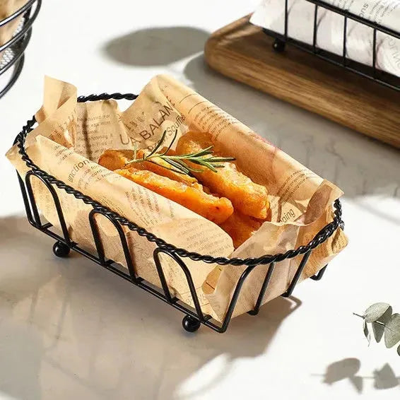 Snack Buckets Serving Platter Iron Basket Fry Serving Stand