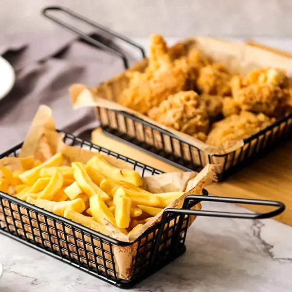Snack Buckets Serving Platter Iron Basket Fry Serving Stand