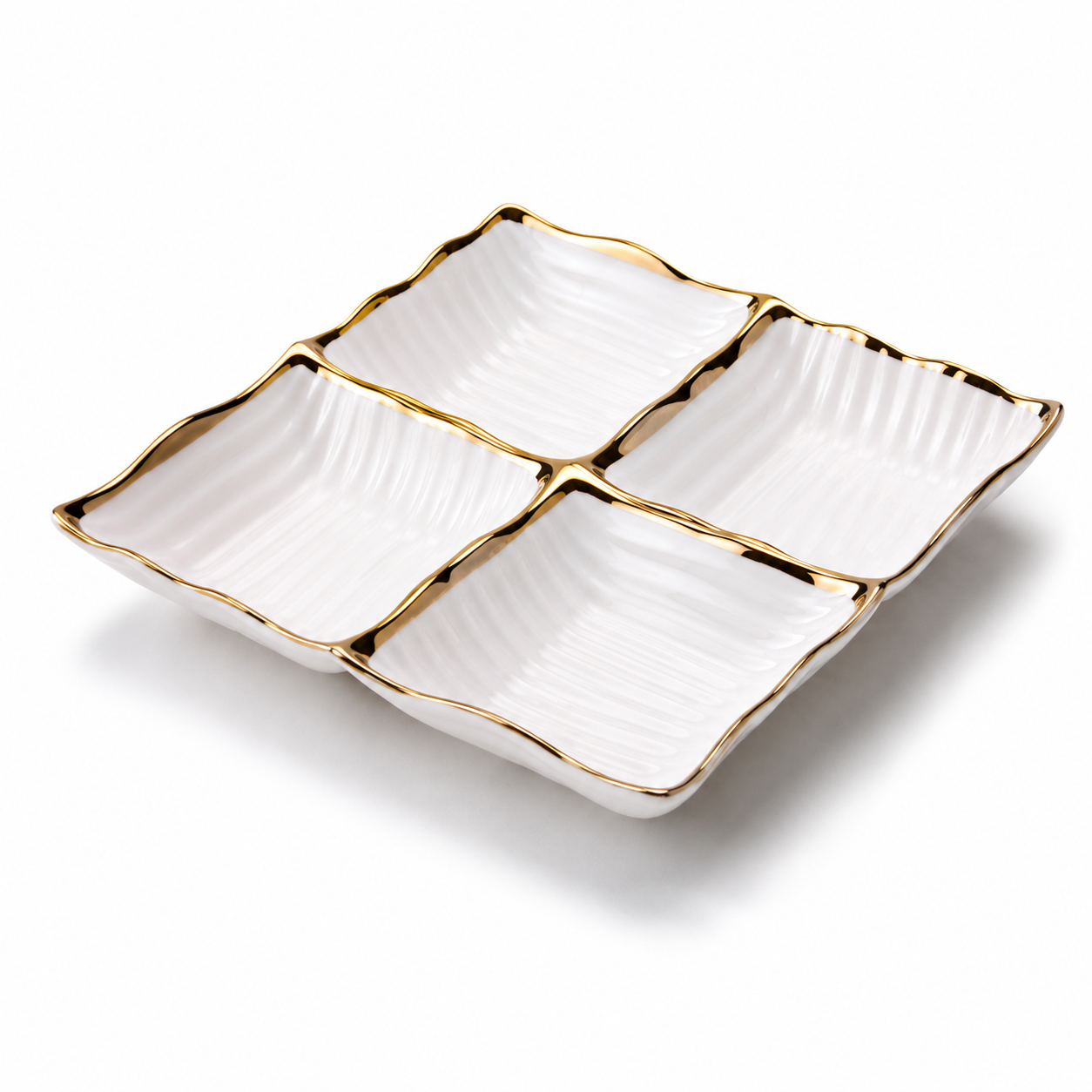 Square Textured Dry Fruit Dish 4 Portion Serving Tray