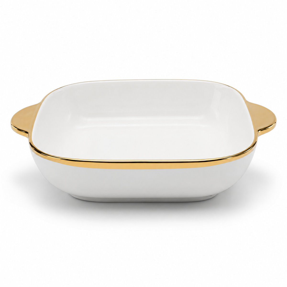 Textured Rectangle Serving Bowl With Gold Handles