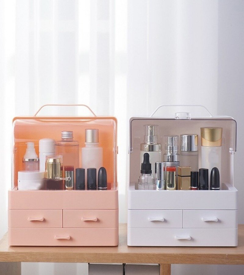 Portable Cosmetic Organizer with Drawers High-Capacity Storage