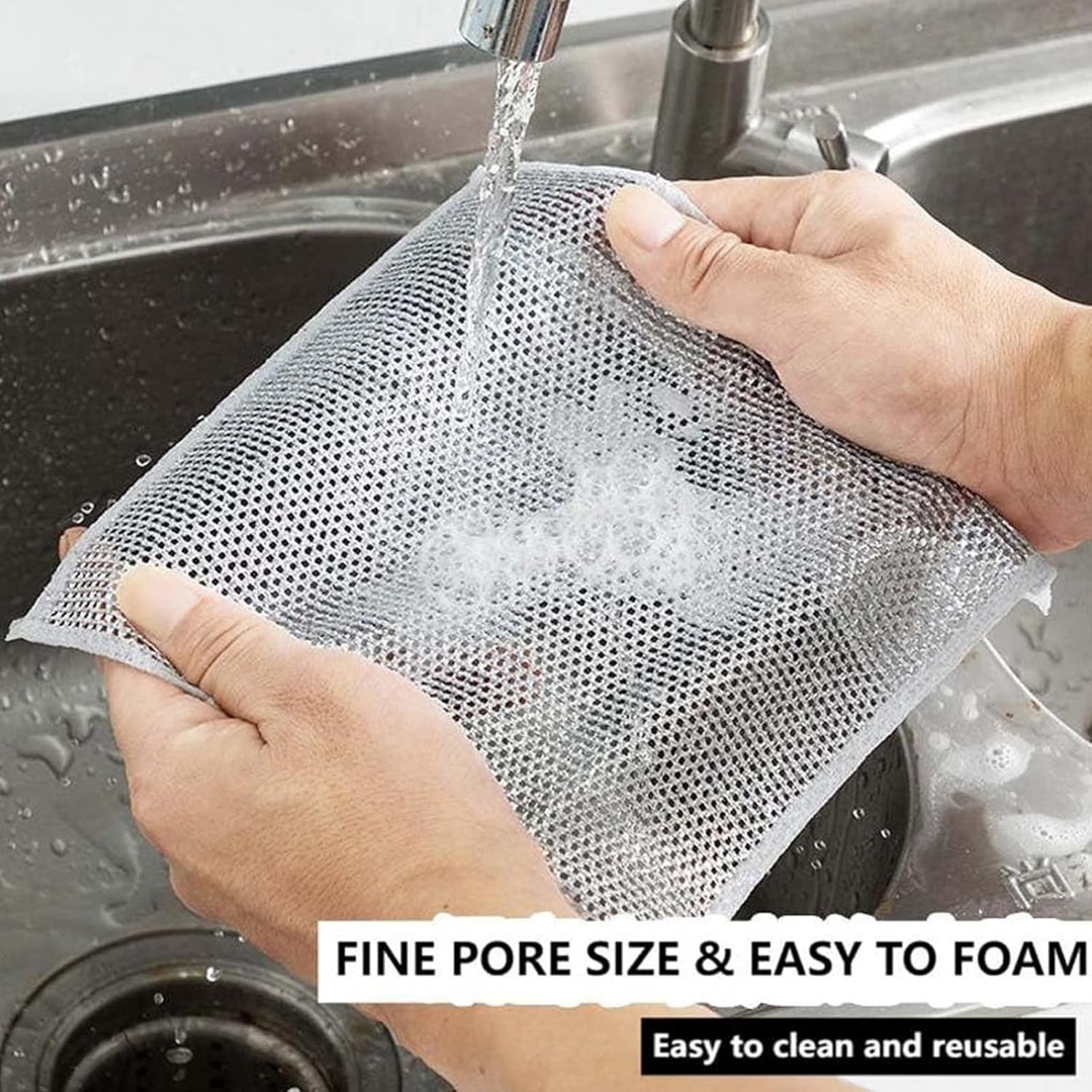 Wire Dishwashing Rags Durable Wet & Dry Kitchen Scrubbers 3pcs