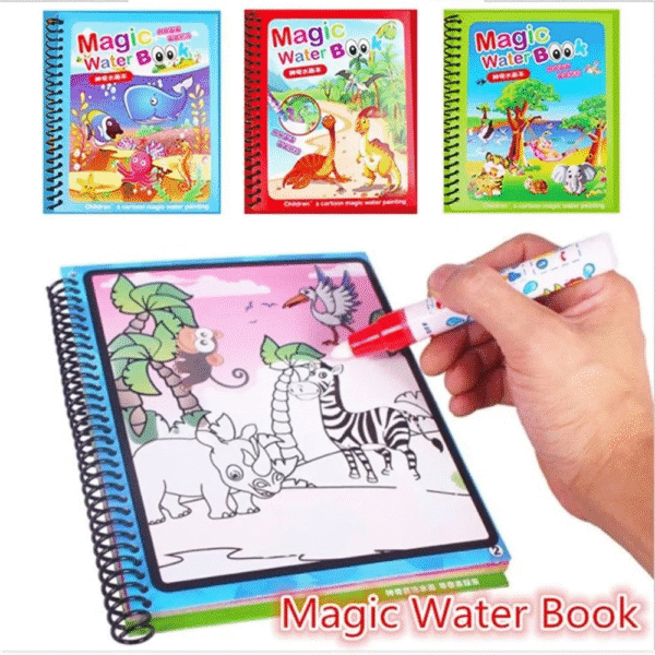 Magic Water Painting Book for Kids | Reusable Educational Toy, Mess-Free Coloring, Water Pen Doodle Fun