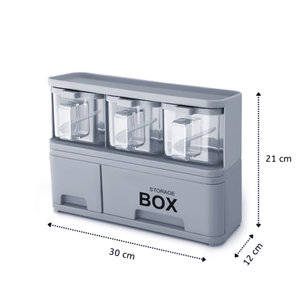 Compact 3 Jar Spice Rack with Clear Crystal Jars ? Sleek and Space-Efficient Kitchen Organizer - Image 2