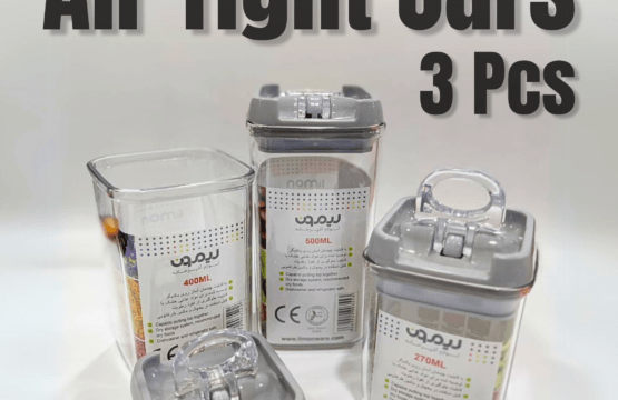3 Pieces Limon Air Tight Jars Set - BPA Free Plastic, Lid-Lock Mechanism, Made in Iran - Ideal for Food Storage