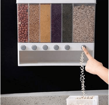 Space-Saving White Cereal Dispenser - 1000ml | Wall Mounted Storage with Sealed Design for Freshness - Image 3
