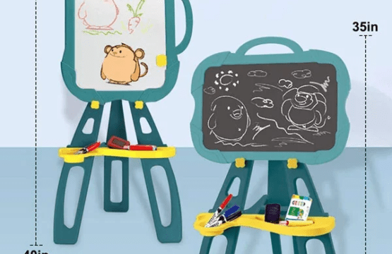 4-in-1 Magnetic & Chalkboard Easel Magnetic & Chalkboard | Multifunctional Kids Easel | Toddler Art Easel | Tabletop & Standing | Kids Easel with Paper Clip | Double Sided Drawing Board - Image 2