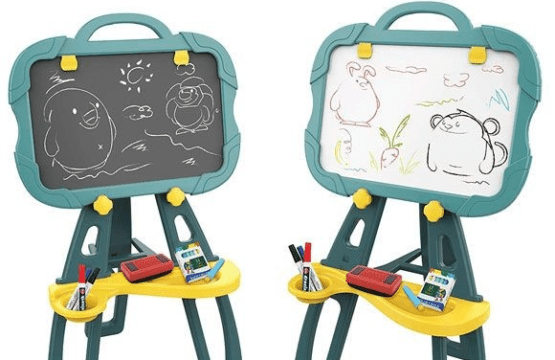 4-in-1 Magnetic & Chalkboard Easel Magnetic & Chalkboard | Multifunctional Kids Easel | Toddler Art Easel | Tabletop & Standing | Kids Easel with Paper Clip | Double Sided Drawing Board