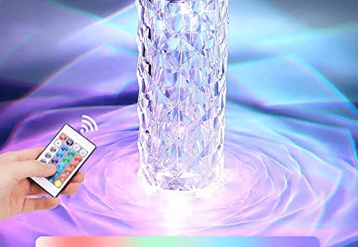 Crystal Rose Lamp - RGB LED Touch Lamp with Warm White Night Light (Romantic Gift, Home Decor, Mood Lamp, Birthday Gift)