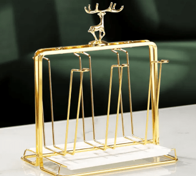 Cup Holder - Stylish Glass Rack for Organized Cup Drying and Storage -Add Elegance to Your Kitchen with the Luxury Elk Water Draining Cup Holder