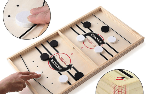 Fast Sling Puck Board Game - High-Quality Wooden Family Game for Kids and Adults, Fun Sports Board Game, Indoor and Outdoor Play, Perfect Gift