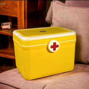 Portable 2 Tier First Aid Box | Plastic Medicine Storage Case with Lock