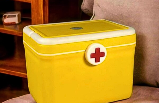 Portable 2 Tier First Aid Box | Plastic Medicine Storage Case with Lock