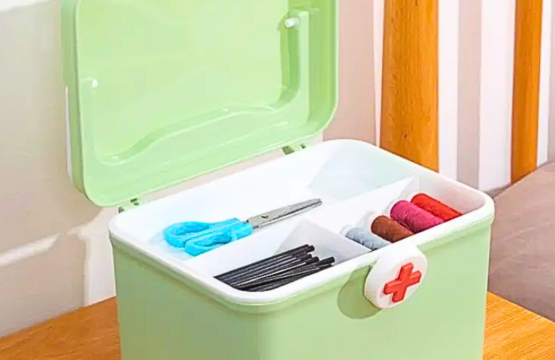Portable 2 Tier First Aid Box | Plastic Medicine Storage Case with Lock - Image 2