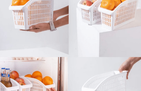 Premium Multipurpose Fridge Basket BPA Free Storage Organizer for Kitchen Pantry Bathroom and Office