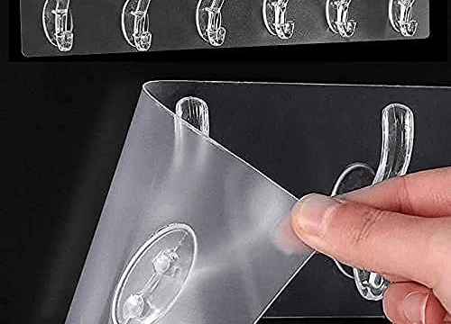 Heavy Duty 6 Wall Hooks - Self Adhesive Transparent Hooks for Bathroom, Kitchen, Keys, Towels, and Home Improvement ( 1 Piece ) - Image 5