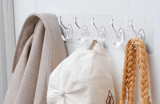 Heavy Duty 6 Wall Hooks - Self Adhesive Transparent Hooks for Bathroom, Kitchen, Keys, Towels, and Home Improvement ( 1 Piece ) - Image 3