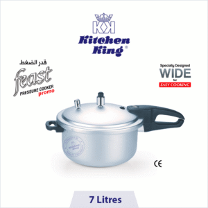 Kitchen King Pressure Cooker (Feast) (Wide) 7L - Fast & Tender Meals, Pressure Cooker for Vegetables, Meat, Chicken, Fish