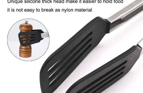 Stainless Steel Silicone Cooking Tongs Heat Resistant Non Slip Kitchen Tool - Image 4