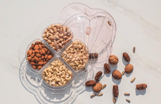 Pearl Acrylic Dry Fruit Serving Tray with Lid - Elegant Flower-Shaped Display for Delightful Presentations - Image 4