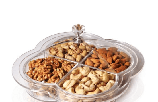 Pearl Acrylic Dry Fruit Serving Tray with Lid - Elegant Flower-Shaped Display for Delightful Presentations