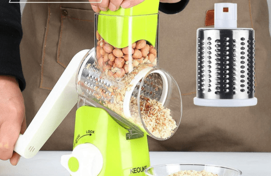 6-in-1 Multifunctional Vegetable Cutter & Grater with Drum & Juicer (Potato, Onion, Carrot) Effortless Food Prep, Kitchen Gadget, Durable Stainless Steel, Bonus Juicer Attachment