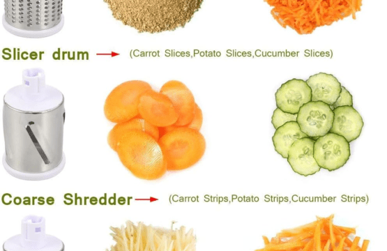 6-in-1 Multifunctional Vegetable Cutter & Grater with Drum & Juicer (Potato, Onion, Carrot) Effortless Food Prep, Kitchen Gadget, Durable Stainless Steel, Bonus Juicer Attachment - Image 2