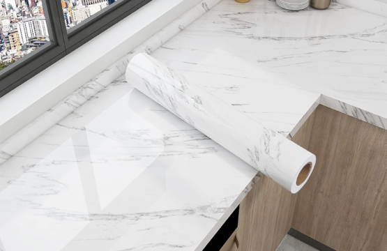 White Marble Texture PVC Waterproof Sheet - 60 X 200 Cm, Self-Adhesive, Durable, Easy to Clean - Image 3