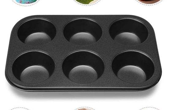 Muffin Tray Cupcake Baking Pan - 6 Cups Carbon Steel With Non-Stick Coating, Durable and Easy to Clean, Multi-Functional Gourmet Bowl Maker