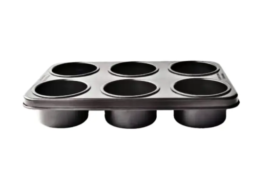 Muffin Tray Cupcake Baking Pan - 6 Cups Carbon Steel With Non-Stick Coating, Durable and Easy to Clean, Multi-Functional Gourmet Bowl Maker - Image 2