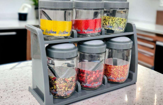 Spice Rack with 6 Airtight Jars for Neat and Organized Kitchen Storage - Image 6
