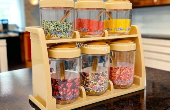 Spice Rack with 6 Airtight Jars for Neat and Organized Kitchen Storage - Image 4