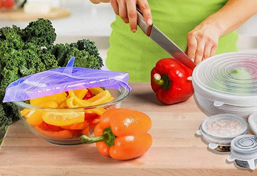 6 pcs Eco-Friendly Silicone Bowl Covers - Stretchable Food Lids for Versatile Container Sizes, Air-Tight Seal, Reusable & Dishwasher Safe, Keeps Food Fresh and Fly-Free - Image 3