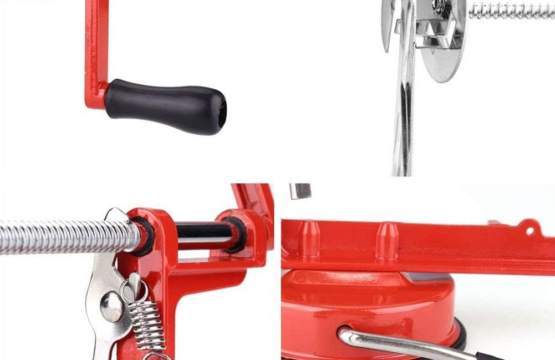 Manual Spiral Potato Peeler & French Fry Cutter - Red Kitchen Tool for Vegetables & Fruits - Image 3