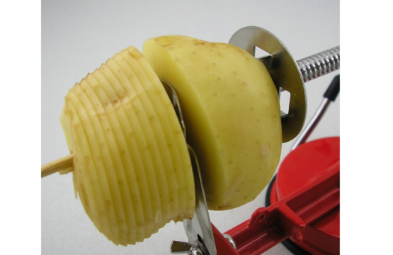 Manual Spiral Potato Peeler & French Fry Cutter - Red Kitchen Tool for Vegetables & Fruits - Image 4