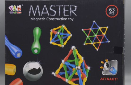 Master Magnetic Construction Toy - 63-Piece Magnetic Building Set for Kids - Create Spatial Figures with Colorful Magnetic Balls and Sticks - Ideal for Boys and Girls Age 3+