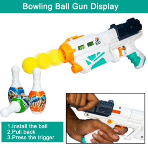 2-in-1 Bowling & Water Shooting Toy Gun - Magic Blaster with Soft Foam Balls & Pins, Water Spray Dual Function - Ideal for Kids Outdoor Play, 5 Foam Bullets Included - Perfect Gift for Boys & Girls Aged 3+