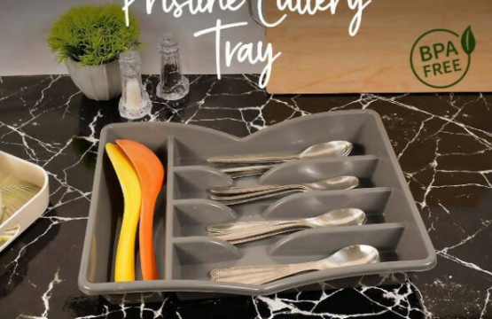 Pristine Cutlery Tray - Multi-Section Organizer for Kitchen, Office, and Desk Accessories